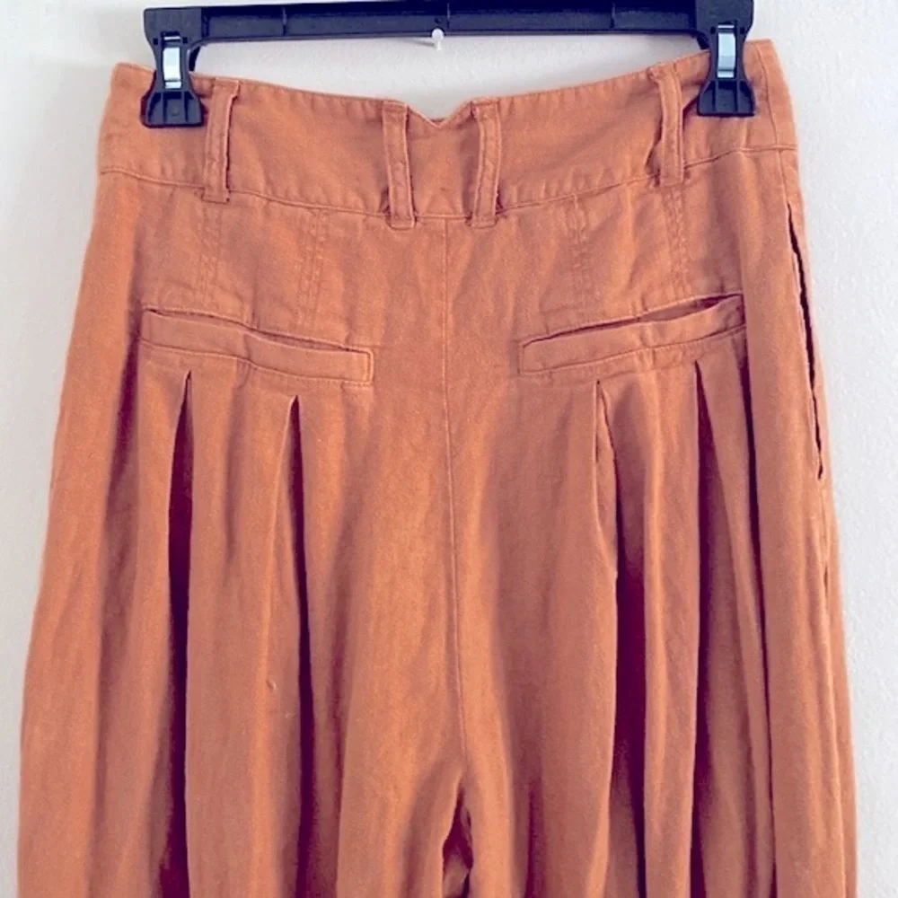 Free People Kirsten trouser rust/autumn leave linen pant